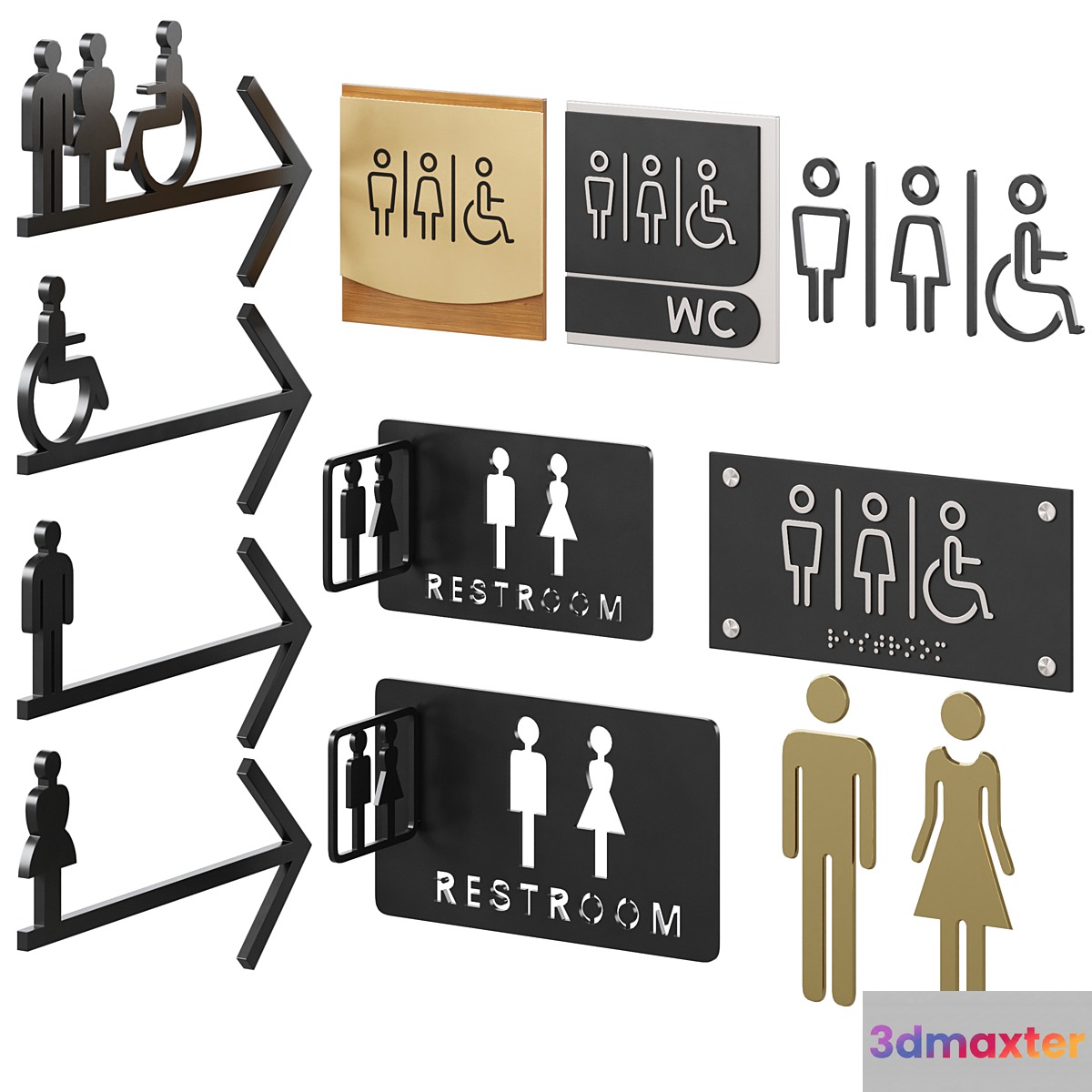 Restroom Directional Door Signs 2
