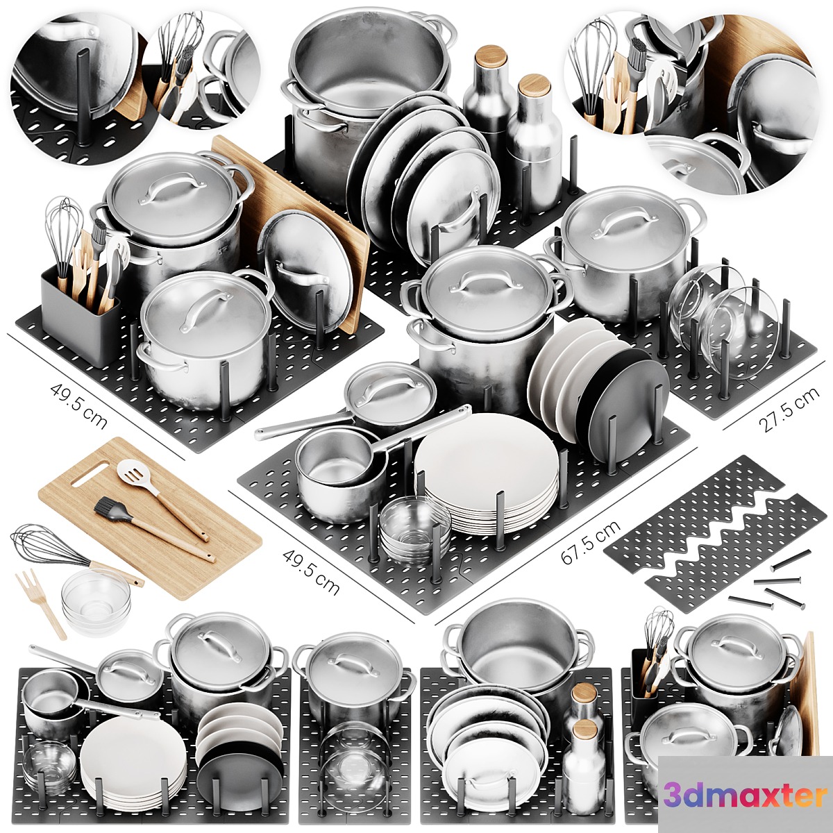 Ikea Uppdatera Pegboard Drawer Organizer Set 365+ 3D Max
