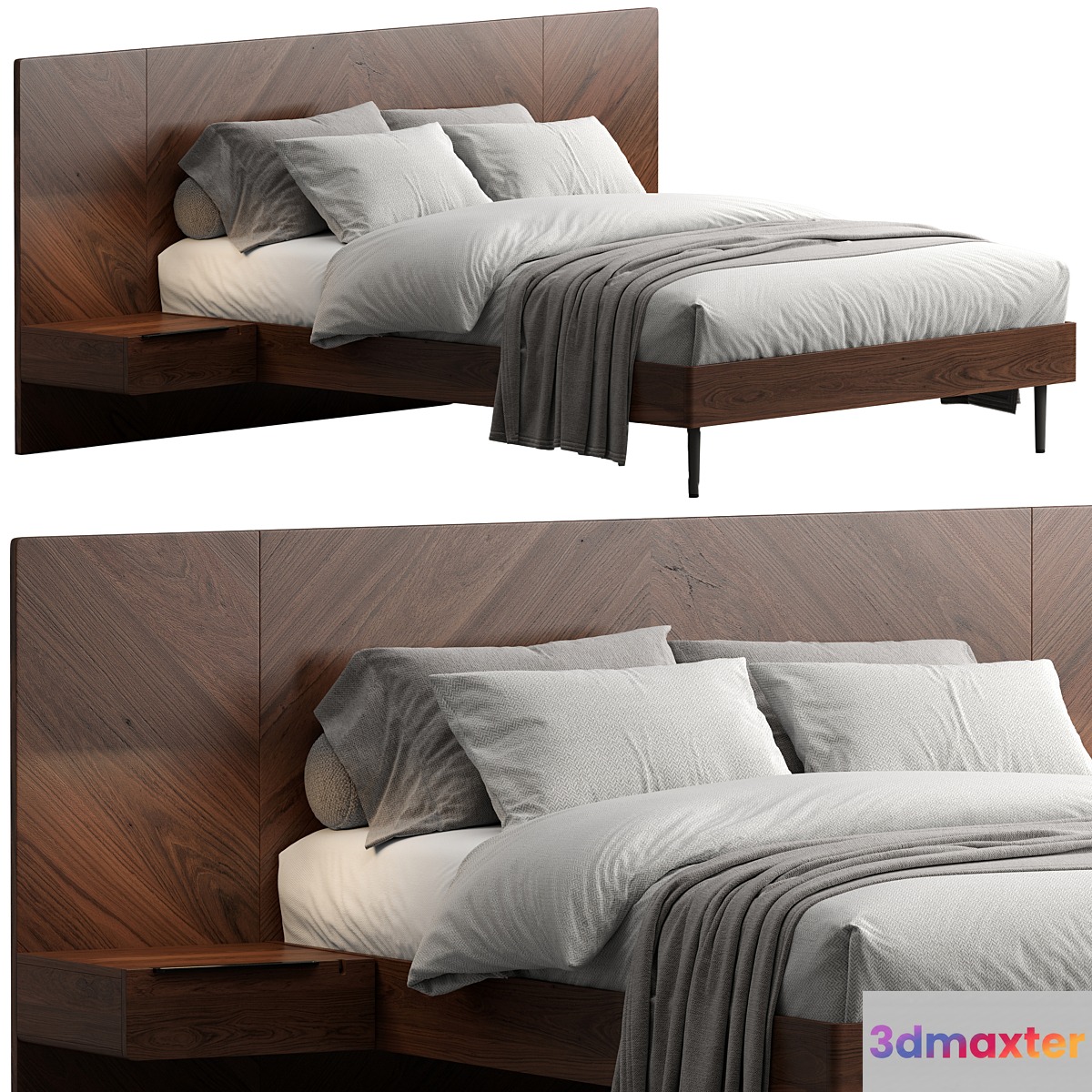 Nera Queen Bed with Nightstands 3D Max