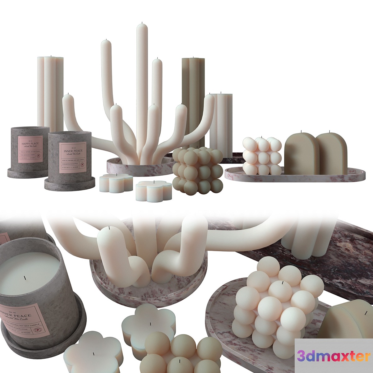 Candle set 3D Max