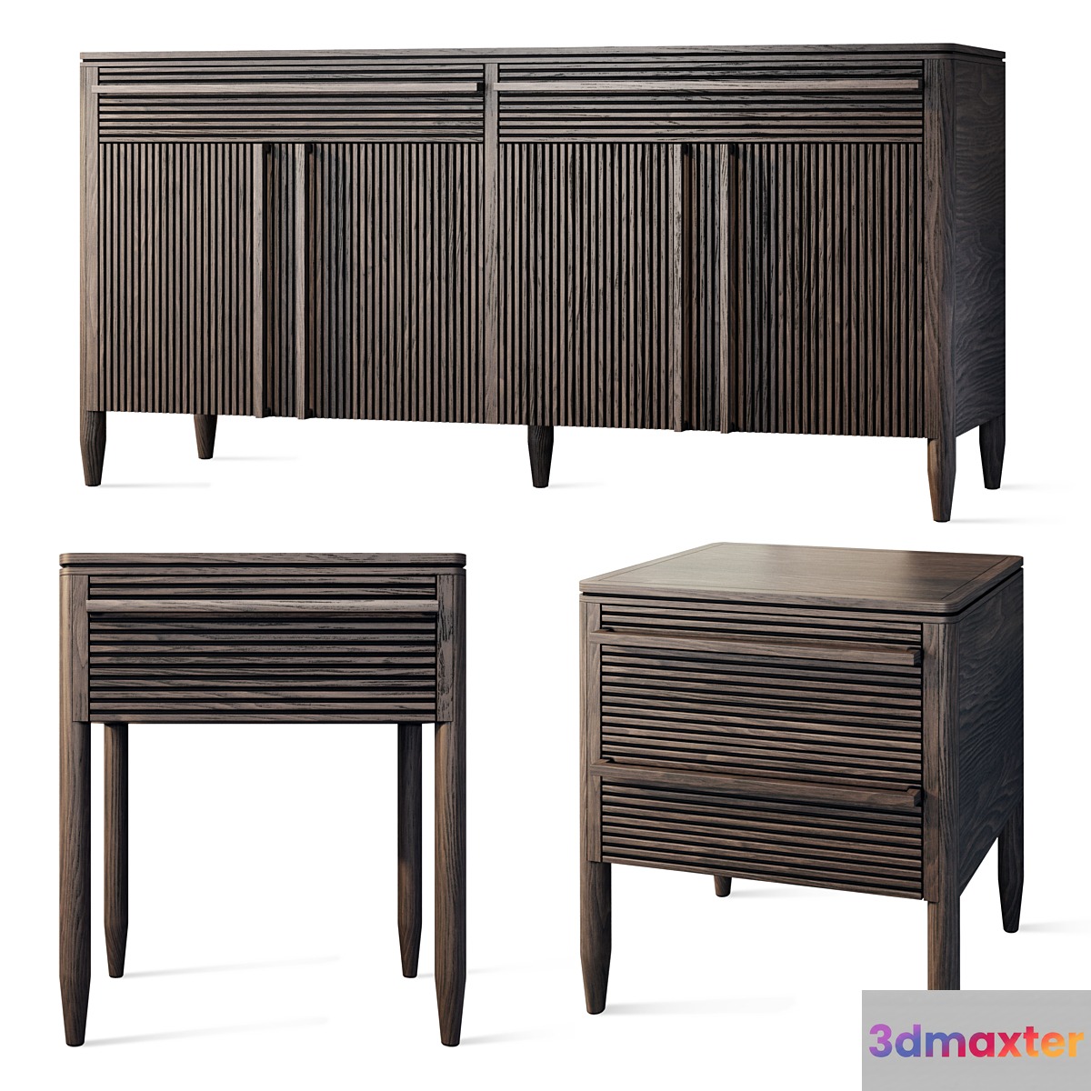 Chest of drawers and bedside table Lines Dantone Home 3D Max