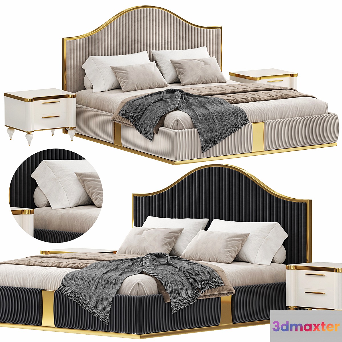 Modern Italian golden luxury bed by Lamoderno - No.2