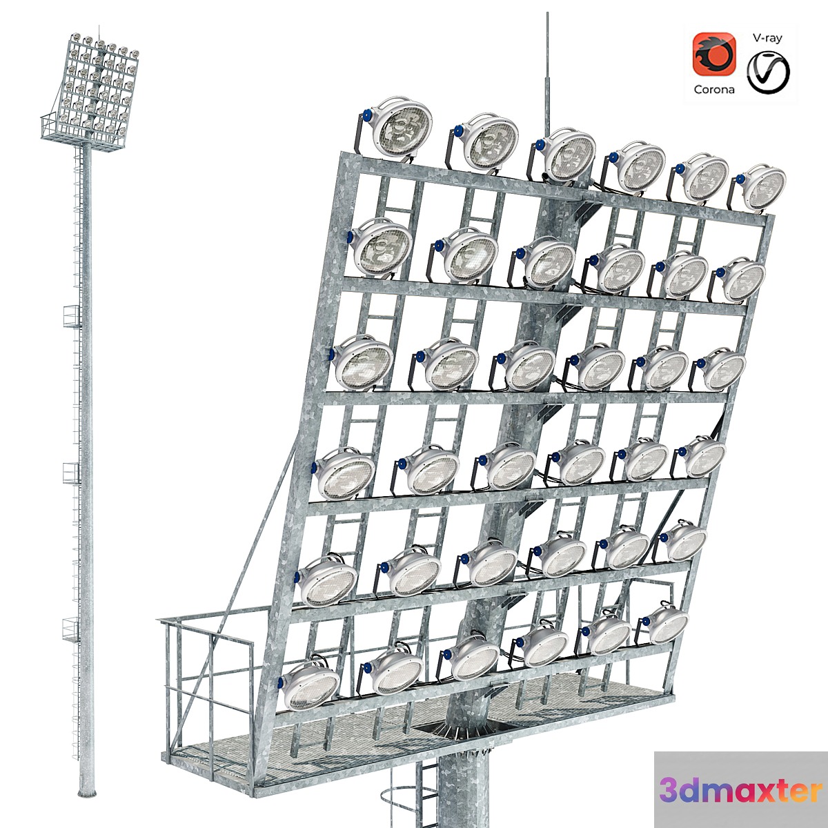 Lighting mast with stationary crown MGF-40-SR