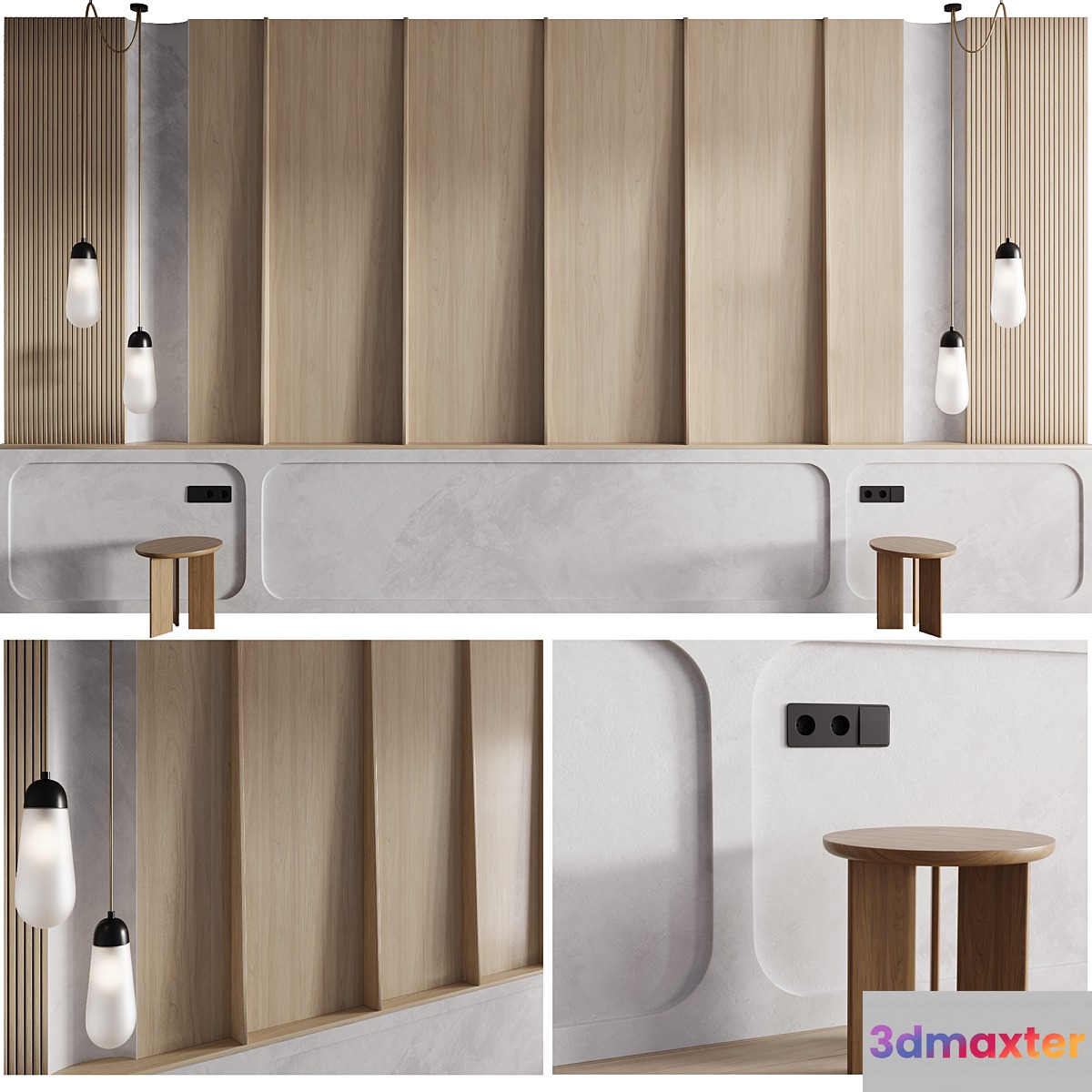 Wall composition Bedroom Headboard 002 3D Max