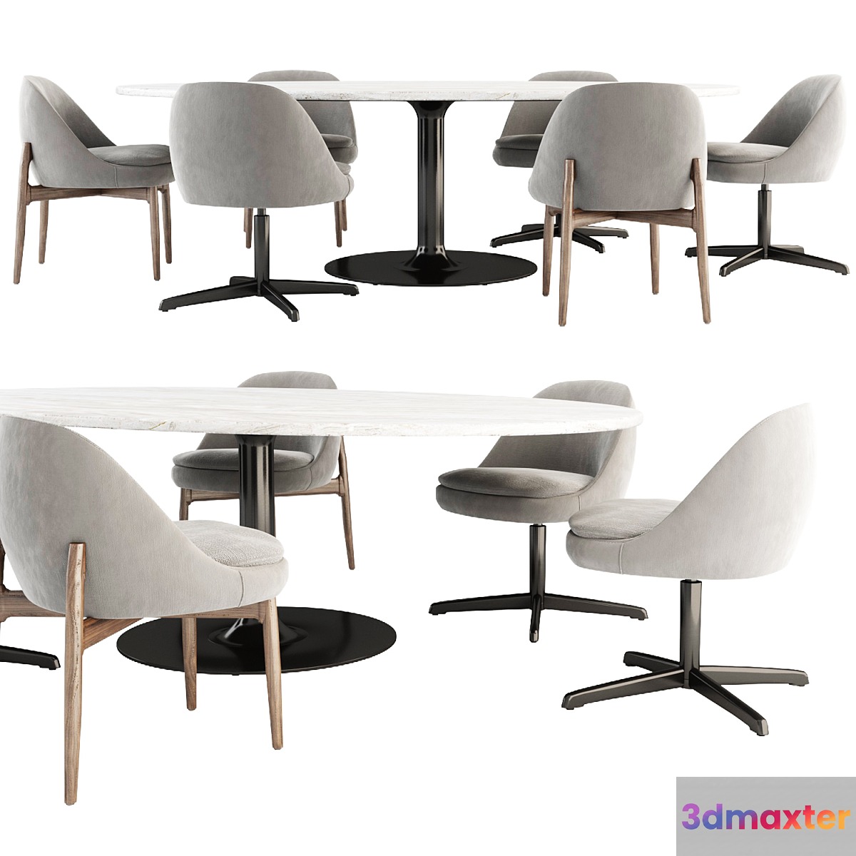 Olivier Dining Table and Sendai Chair - No.2 3D Max