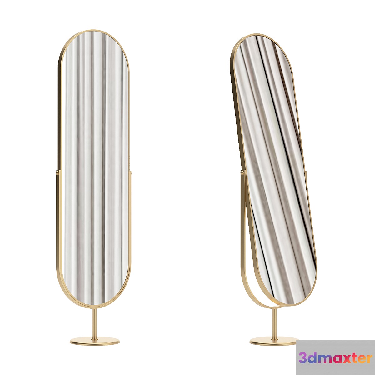 Mirror in a golden frame floor swivel oval