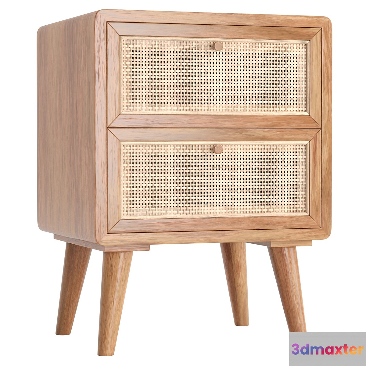 Japandi Natural Rattan Nightstand - No.2 3D Max
