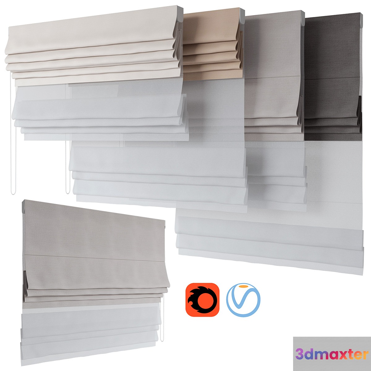 Roman Curtains 190 | Dual Roman Shades | day and night - No.2