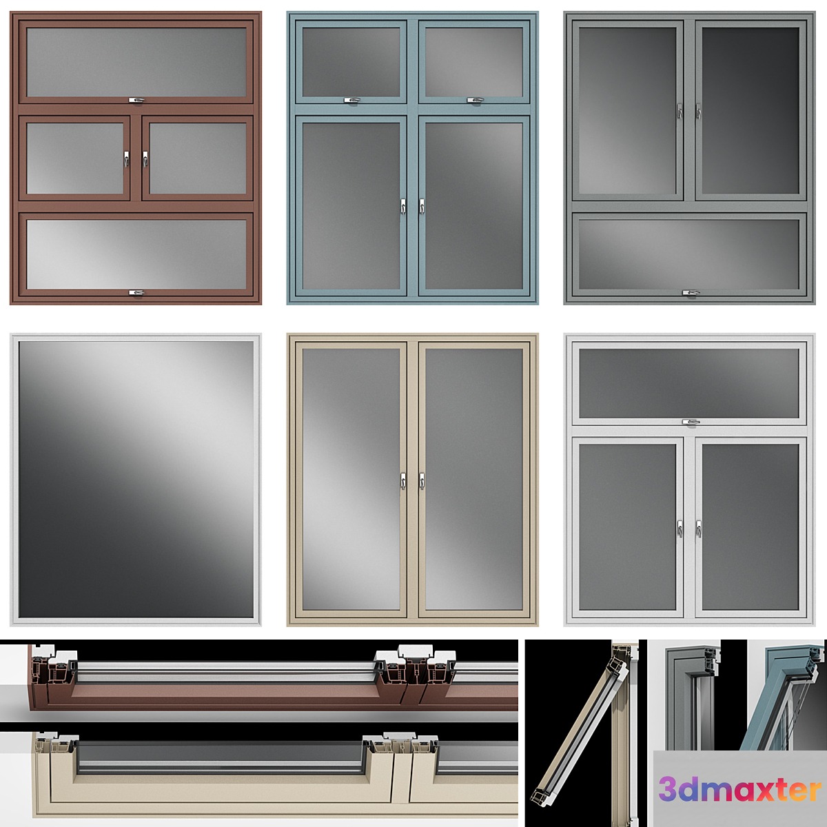 Stained aluminum windows - No.2 3D Max