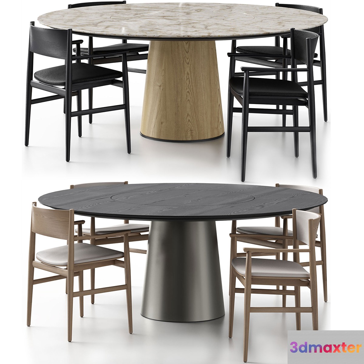 Neve chair with handles and Materic table by Porro