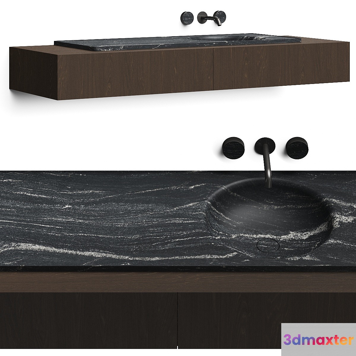 Boffi Floe Stone Encased Washbasin & Salvatori Spaghetti 3D Max