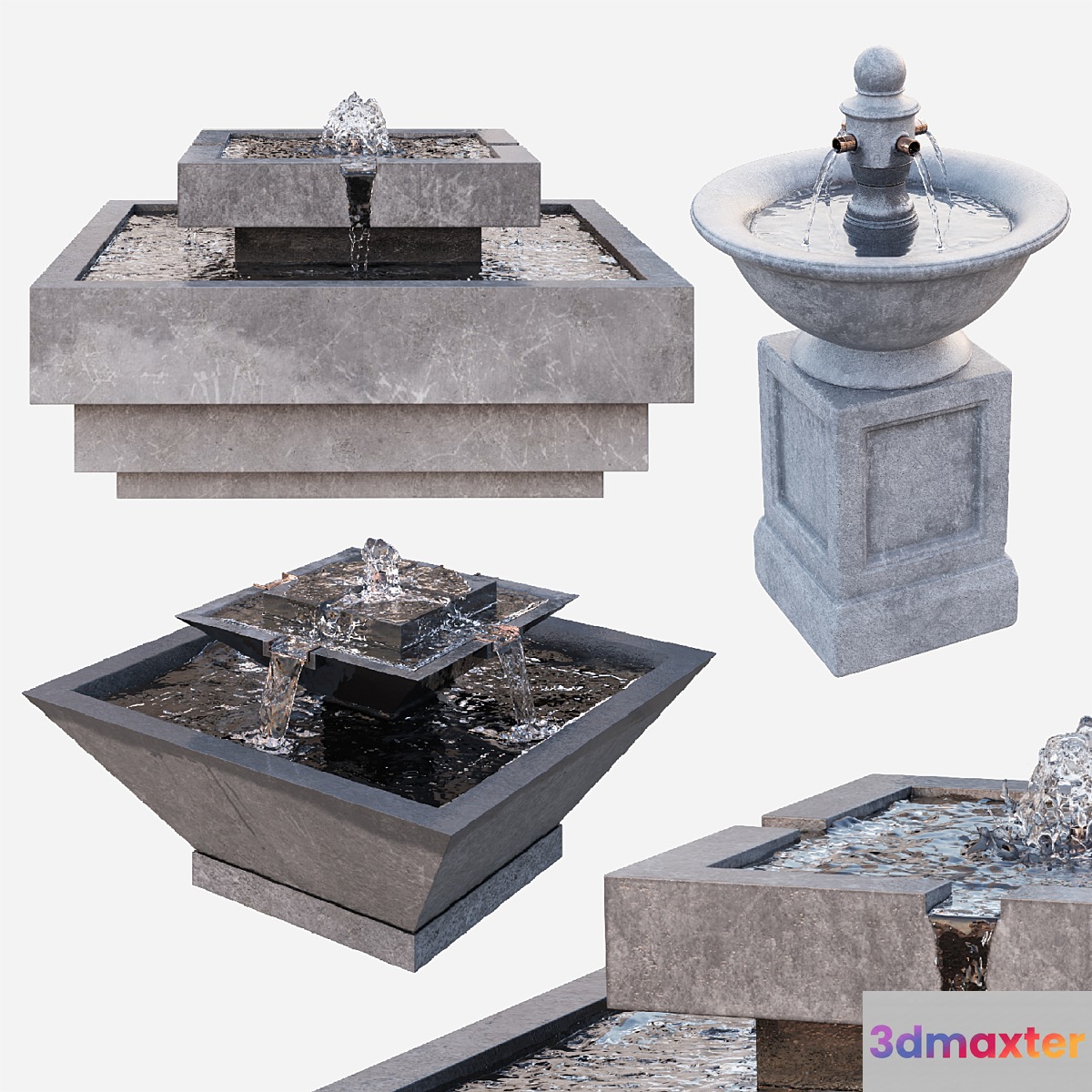 3 Water Fountain Set 3D Max