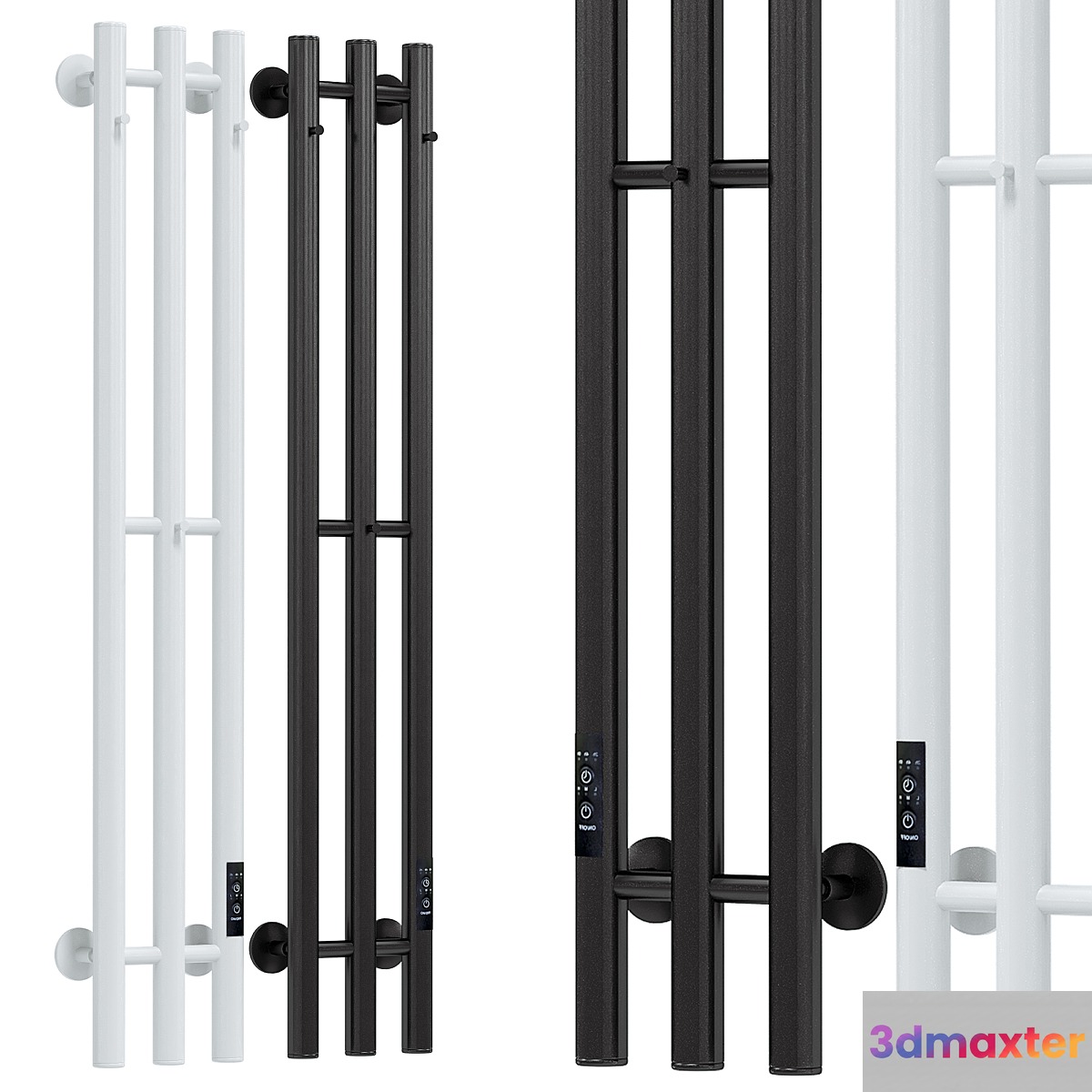 Electric heated towel rail Margroid Inaro 120x12 R with hooks matte black 3D Max