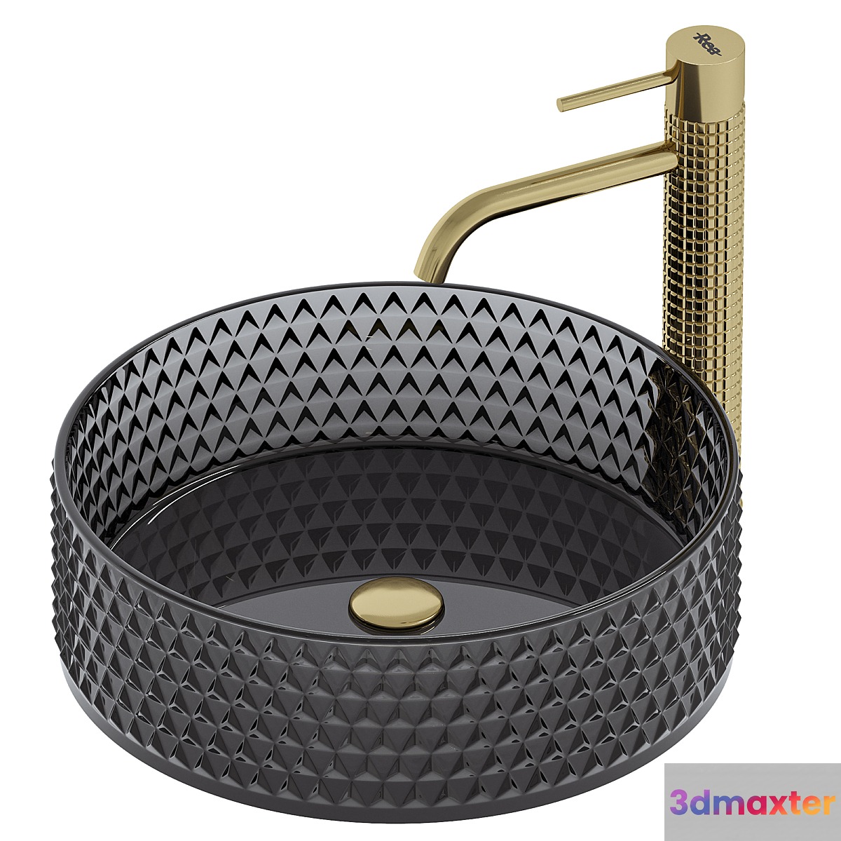 Washbasin Rea Cristal Black REA-U9671 with tap Gusto one 3D Max