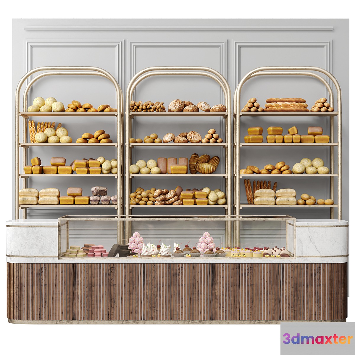 Large bakery with pastries and desserts 3D Max