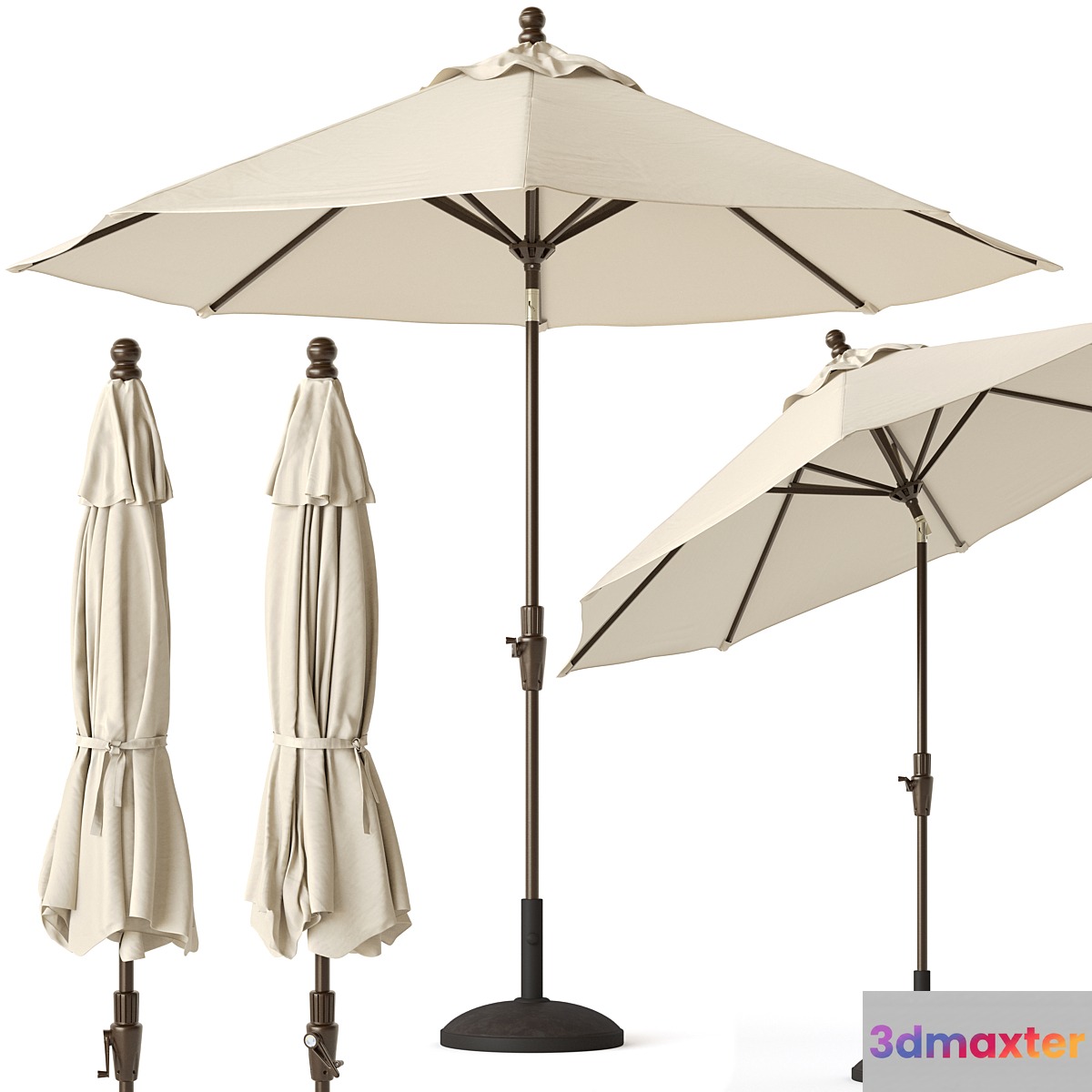 Round Outdoor Patio Umbrella Pottery Barn - No.2 3D Max