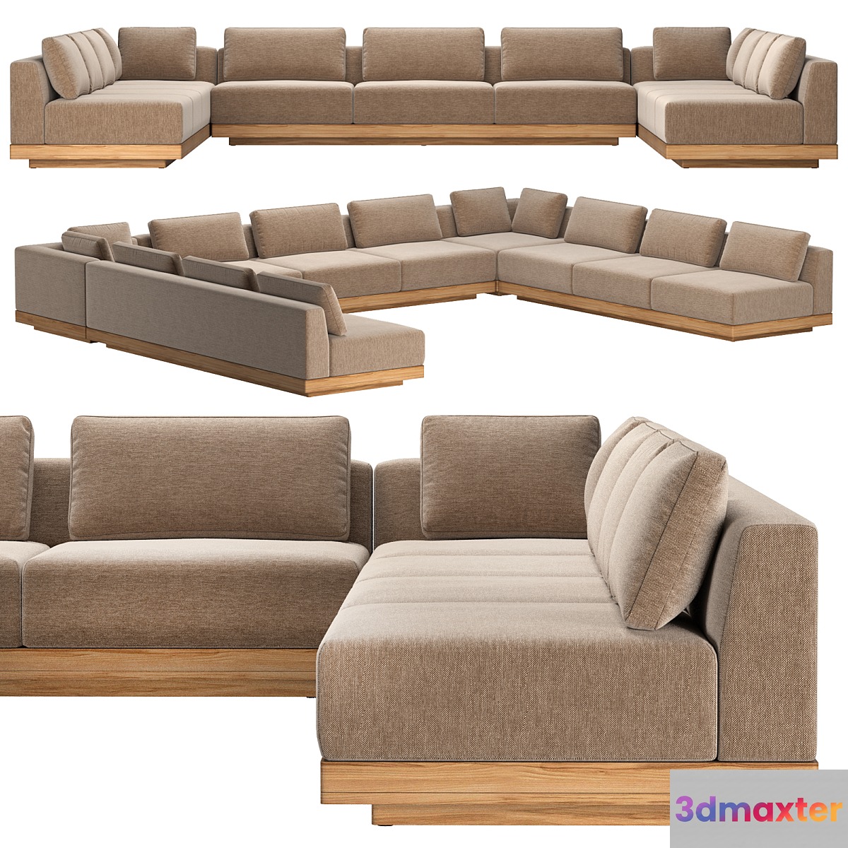 SANTOS TEAK MODULAR U-SOFA SECTIONAL 3D Max