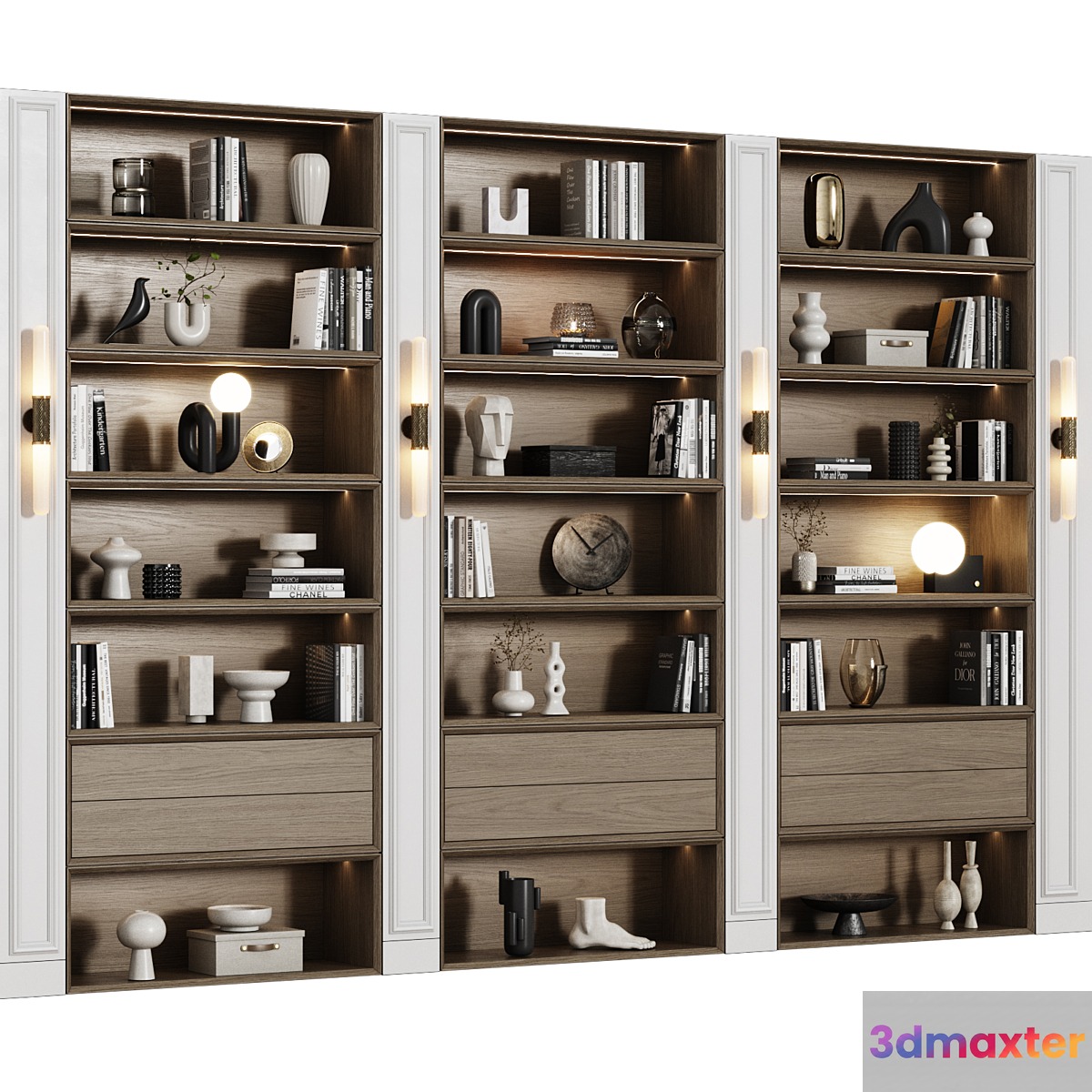 Neoclassical modular shelving unit 01 3D Max