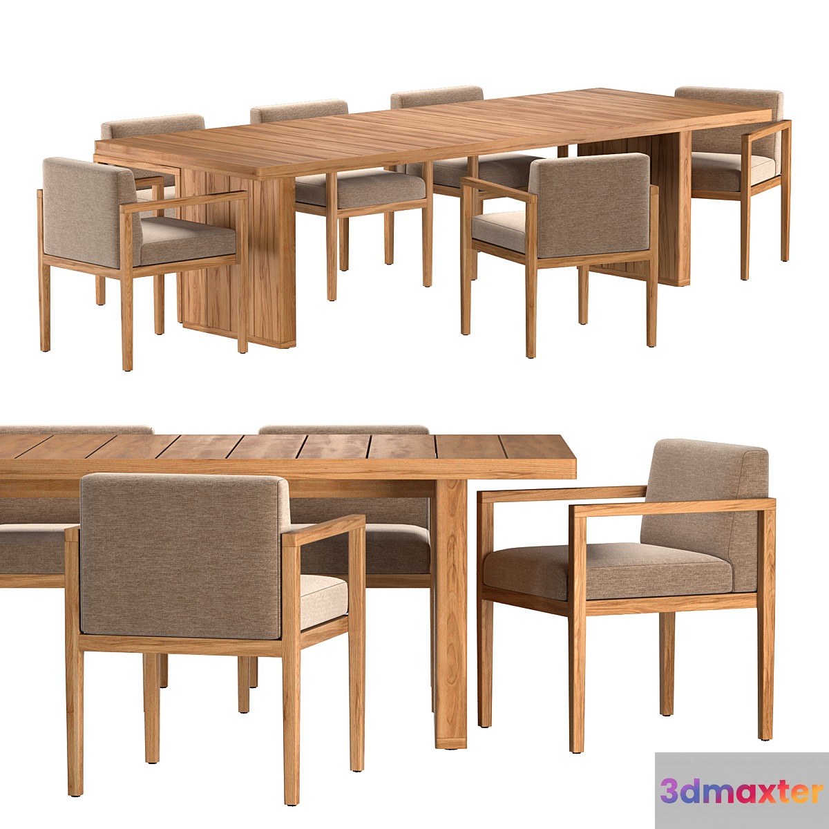 SANTOS TEAK DINING GROUP 3D Max