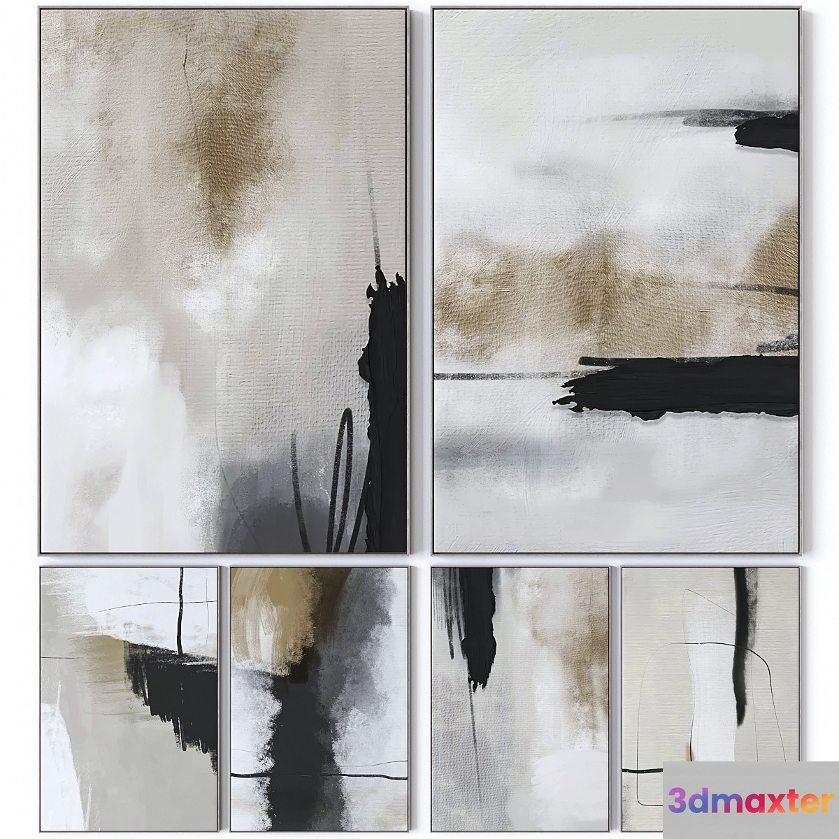 Set of large wall paintings 2570 - No.2 3D Max