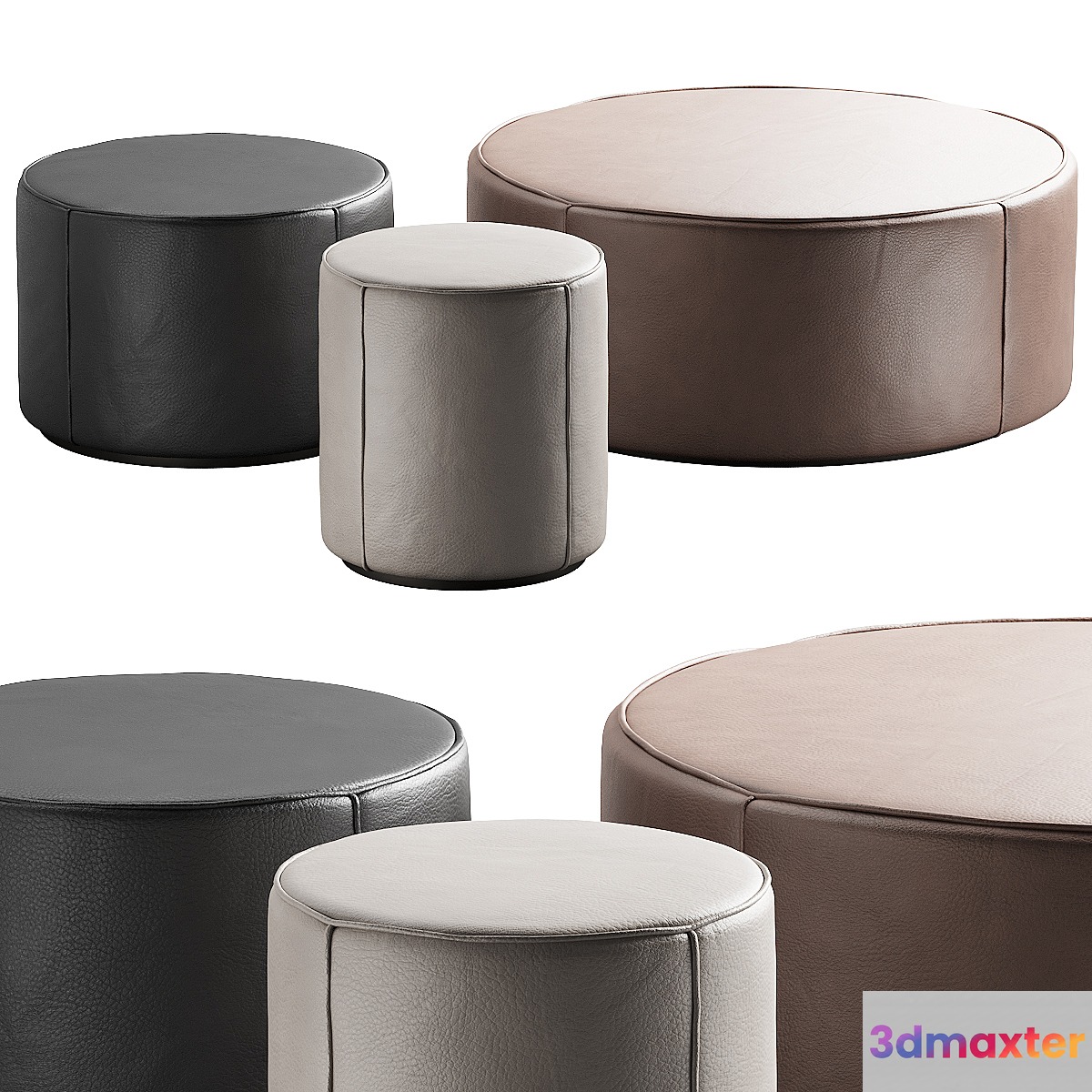 283 Fredericia Mono Pouf By Due & Trampedach in leather 00 3D Max
