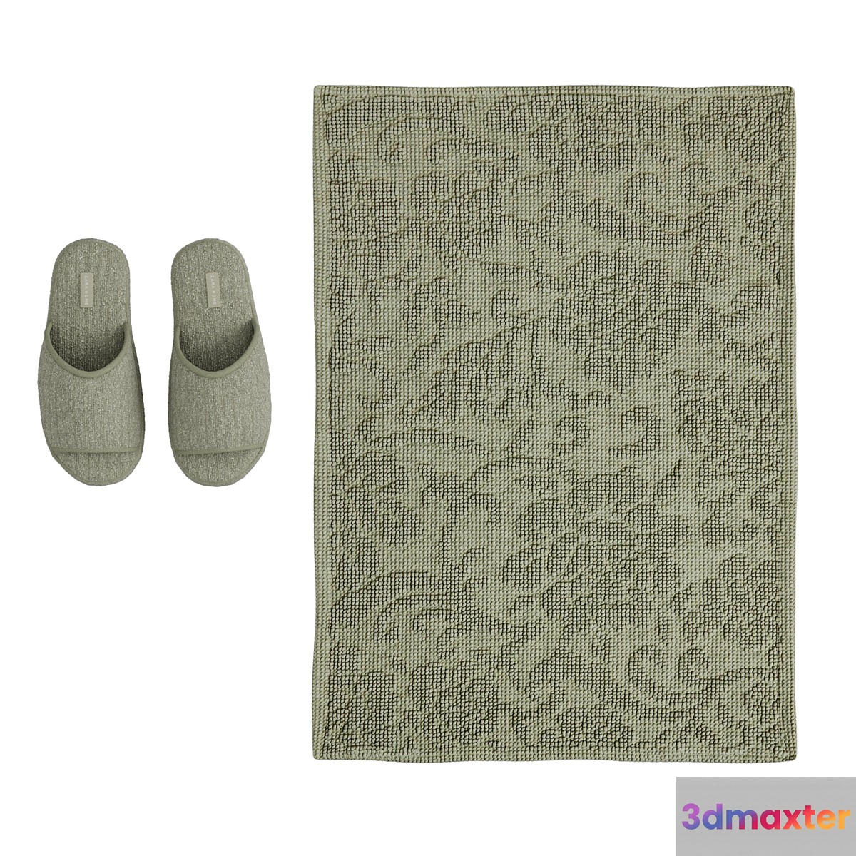 Bath mat and house slippers 3D Max