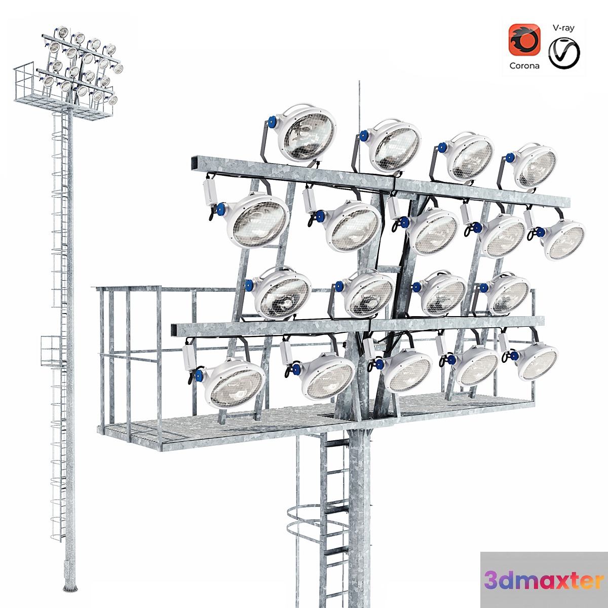 Lighting mast with stationary crown MGF-20-SR