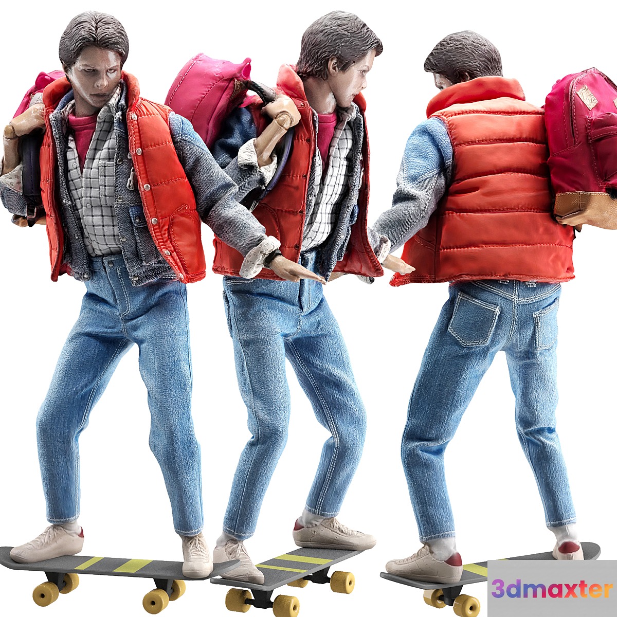 set of figures 3 Doc Brown and Marty McFly 3D Max