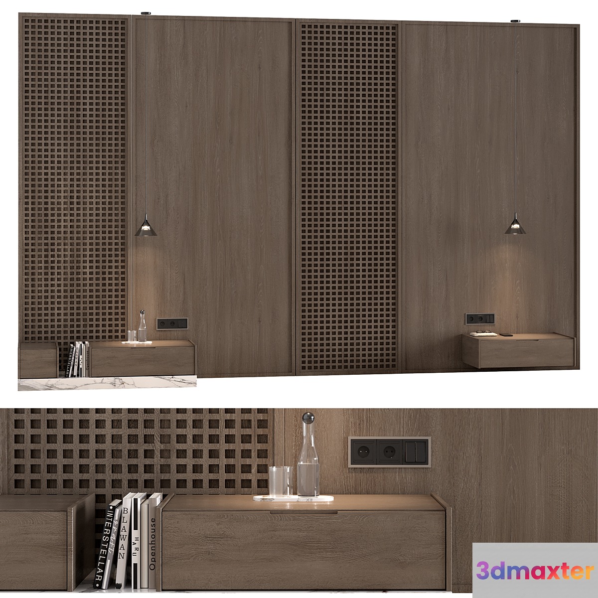 Wall composition bedroom headboard kit 03 3D Max