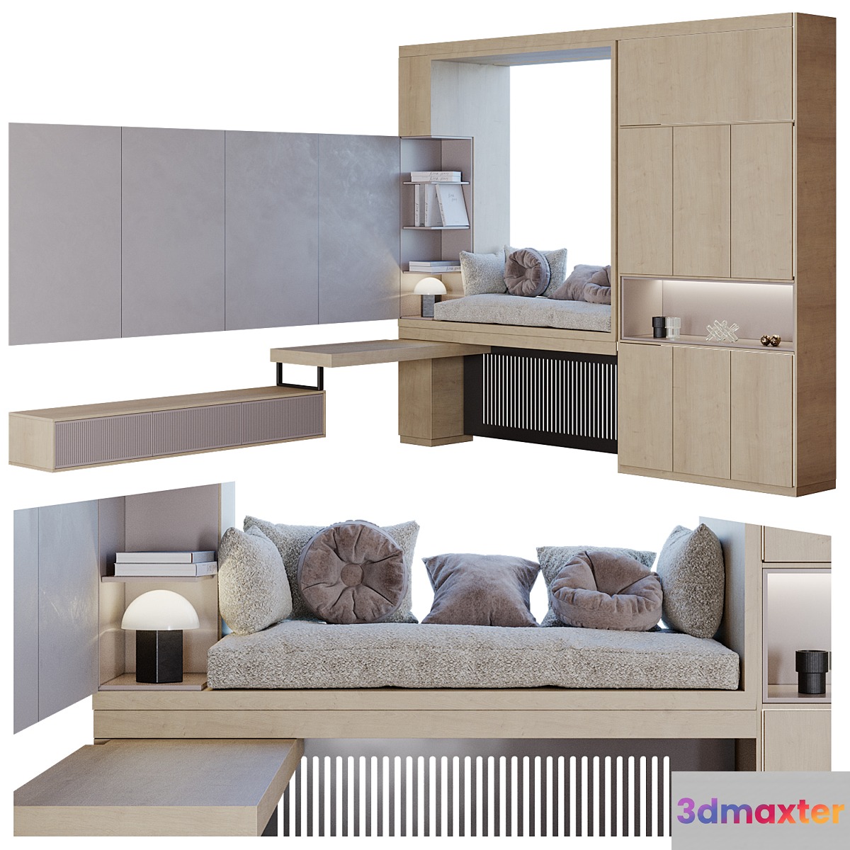 Cabinet furniture for the window and TV area 3D Max