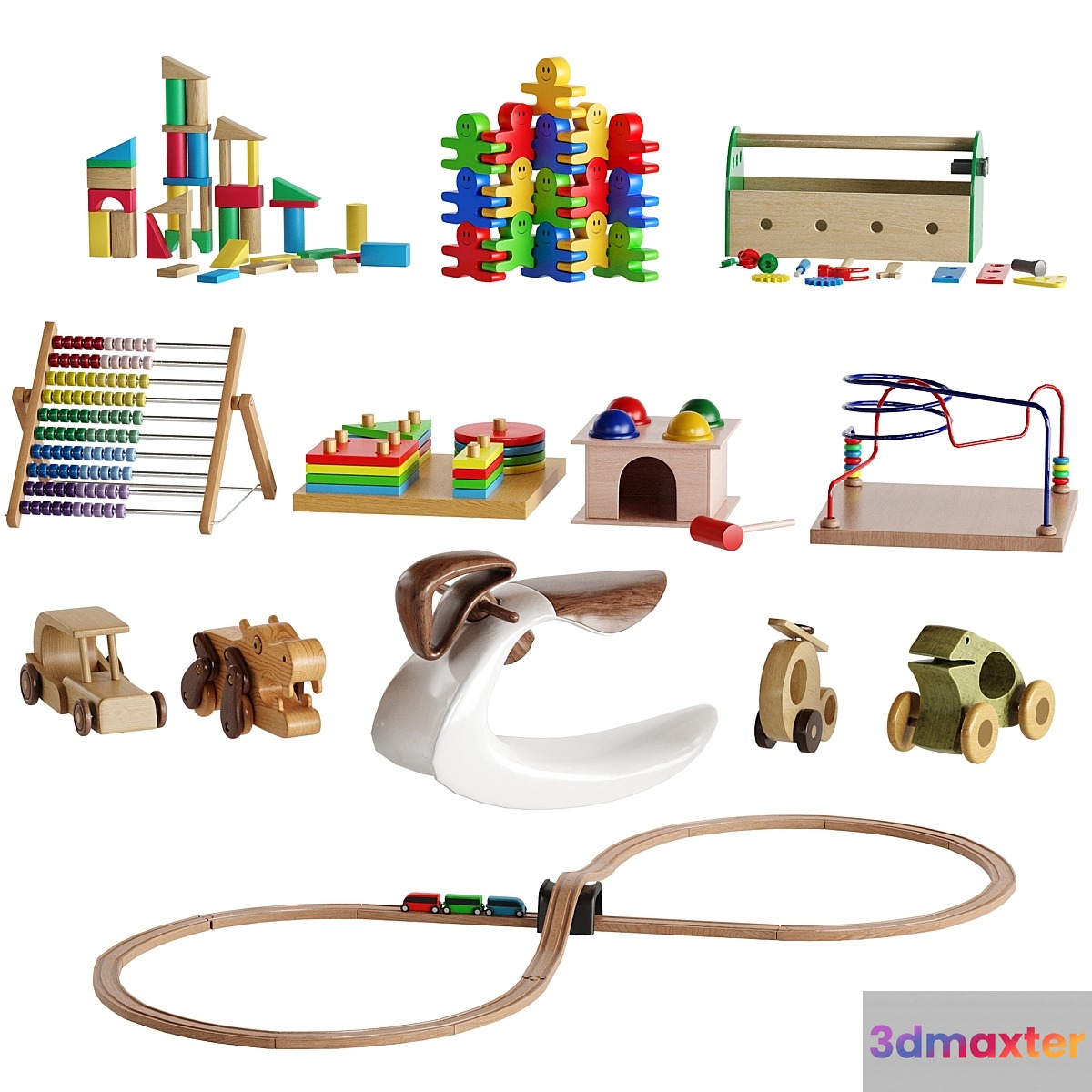 Children Room Set 3 Wooden Toys 3D Max