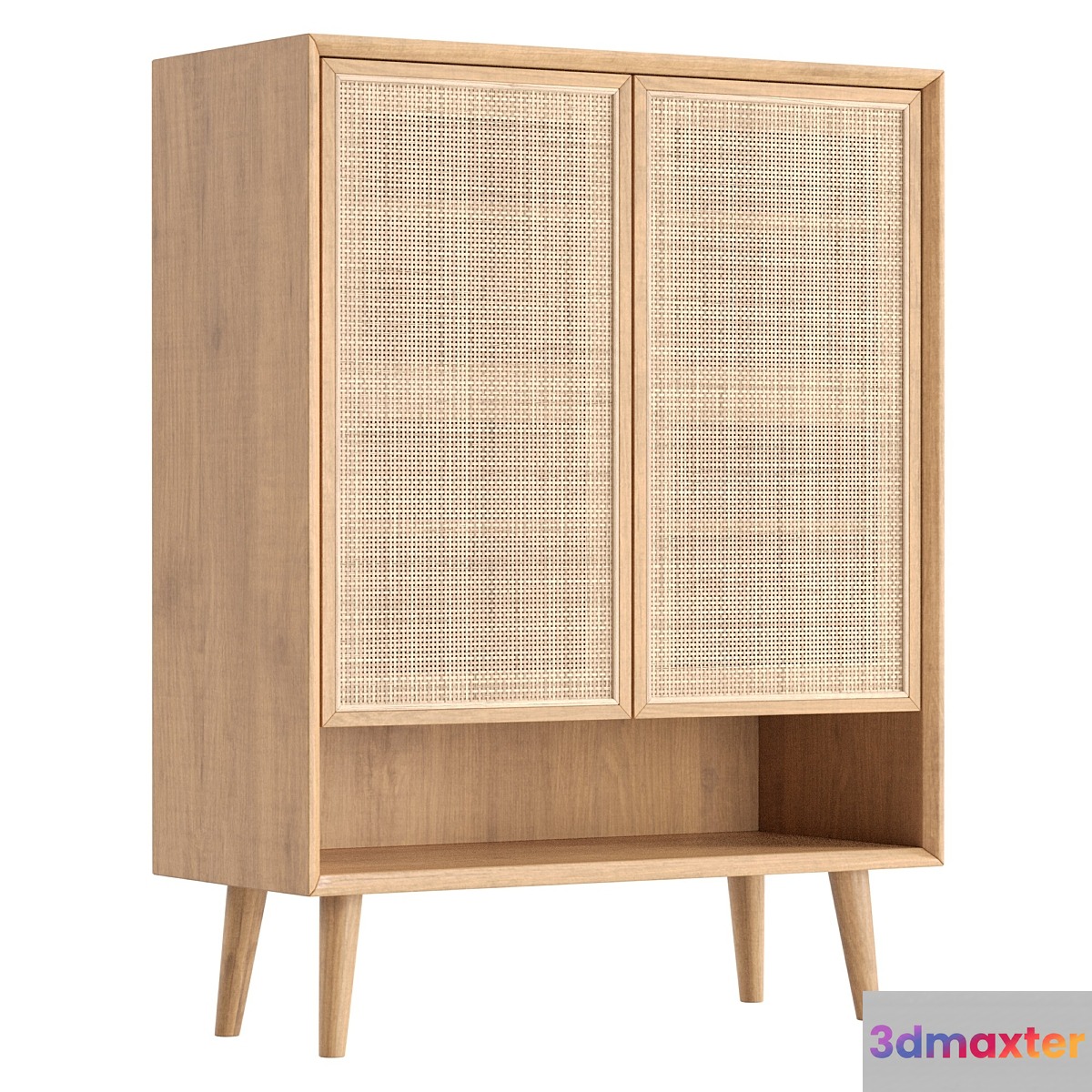 Villey Japandi Natural Shoe Storage Cabinet Rattan 3D Max