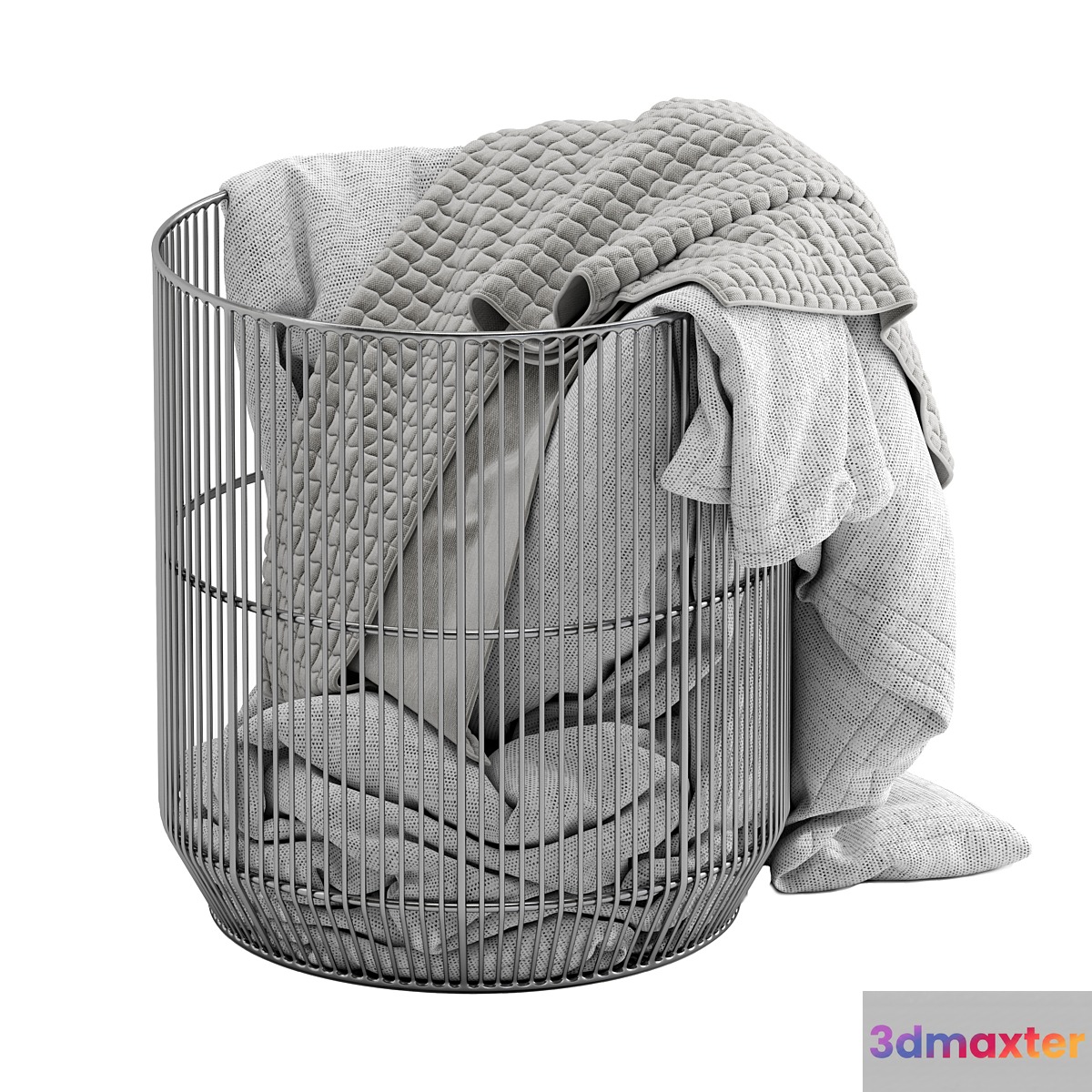 Westelm Metal basket with blanket - No.2 3D Max