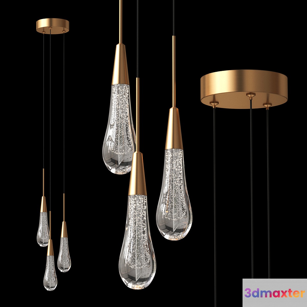 Soltaire 3 Light Pendant 3D Max