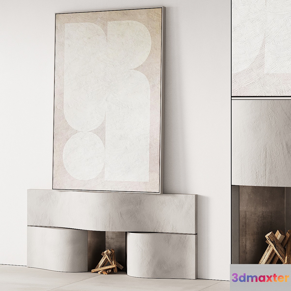 289 fireplace area decorative wall 07 wave chimney with painting 00