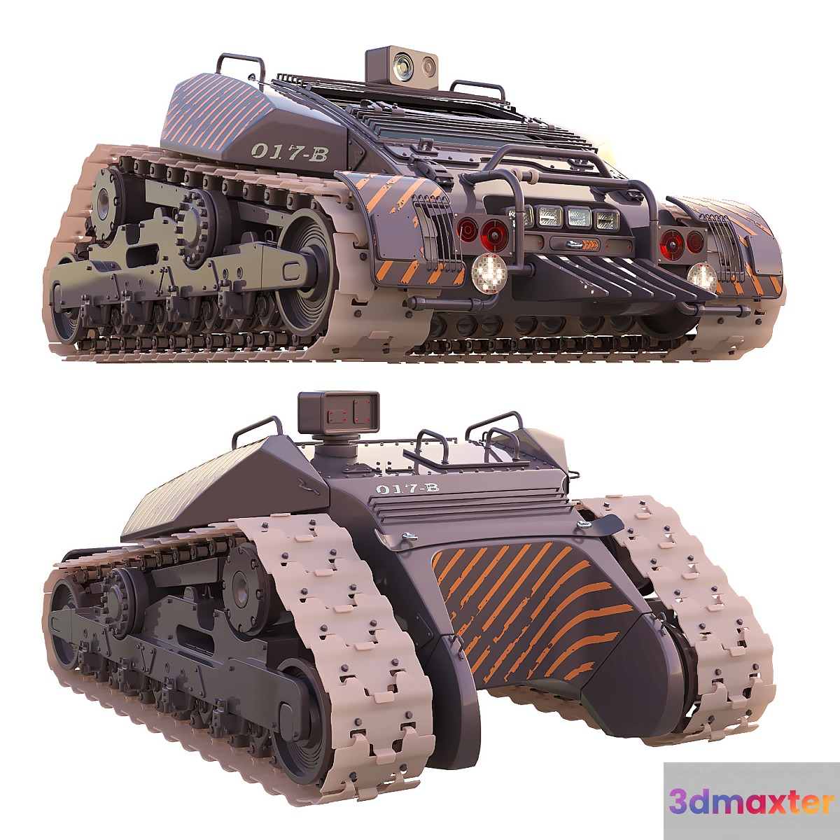 Tractor on caterpillars 3D Max