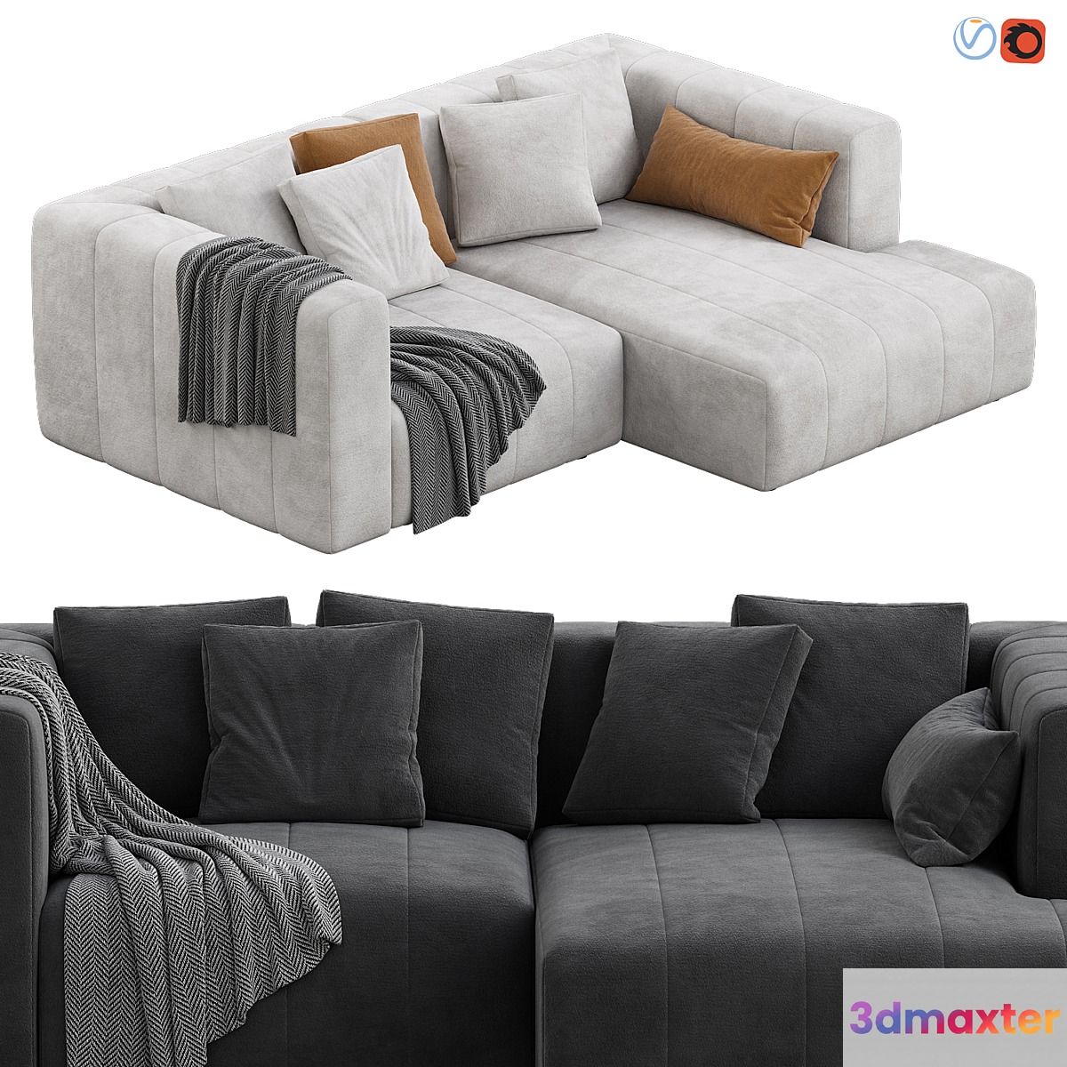 Langham Channeled 2 Piece Sectional Sofa - No.2