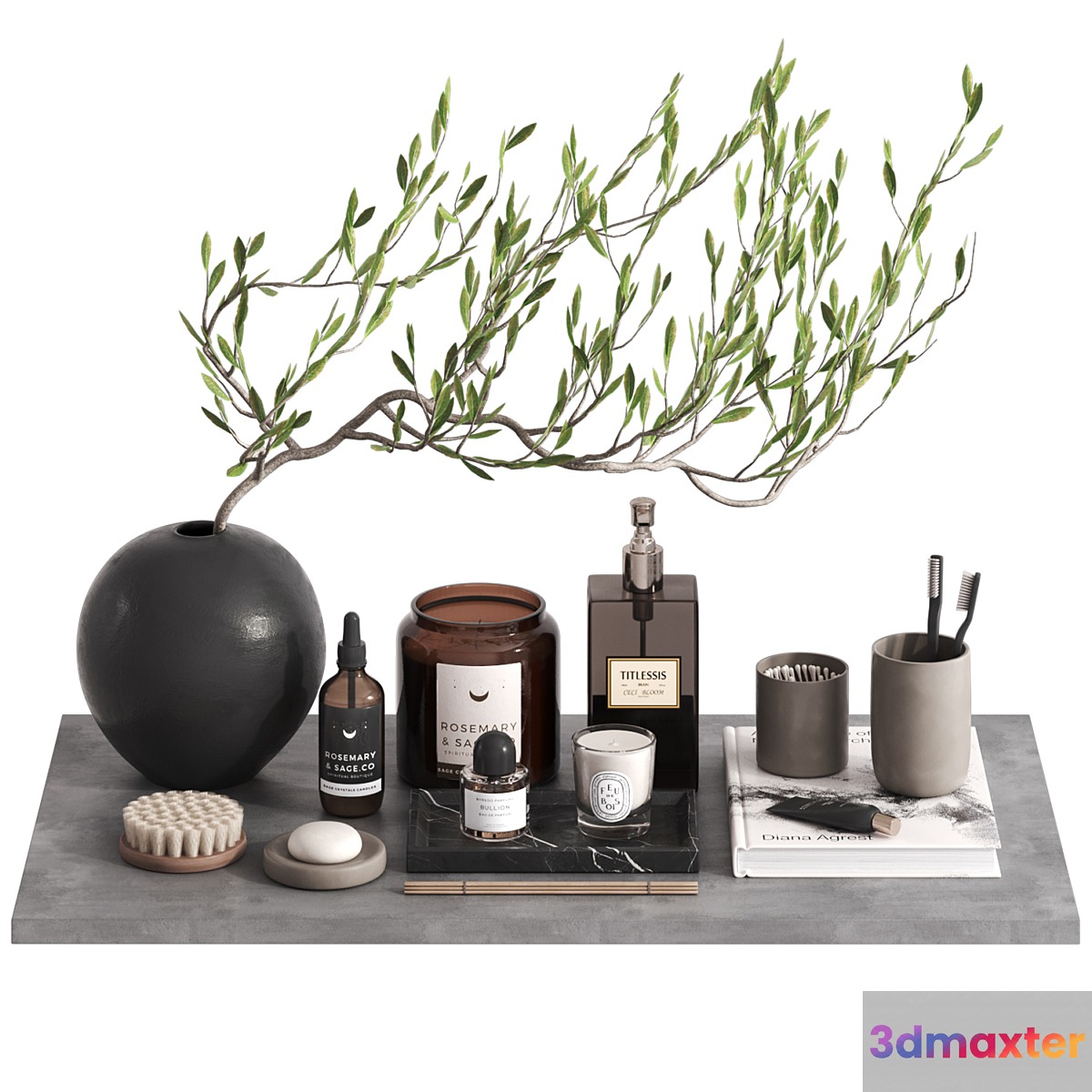Bathroom Decor set with tree - No.2