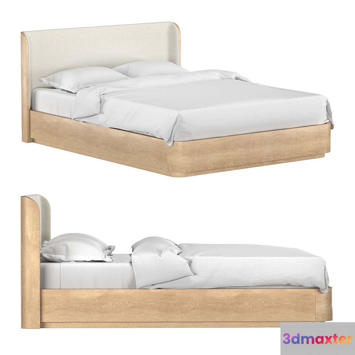 OLIN UPHOLSTERED PLATFORM BED 3D Max