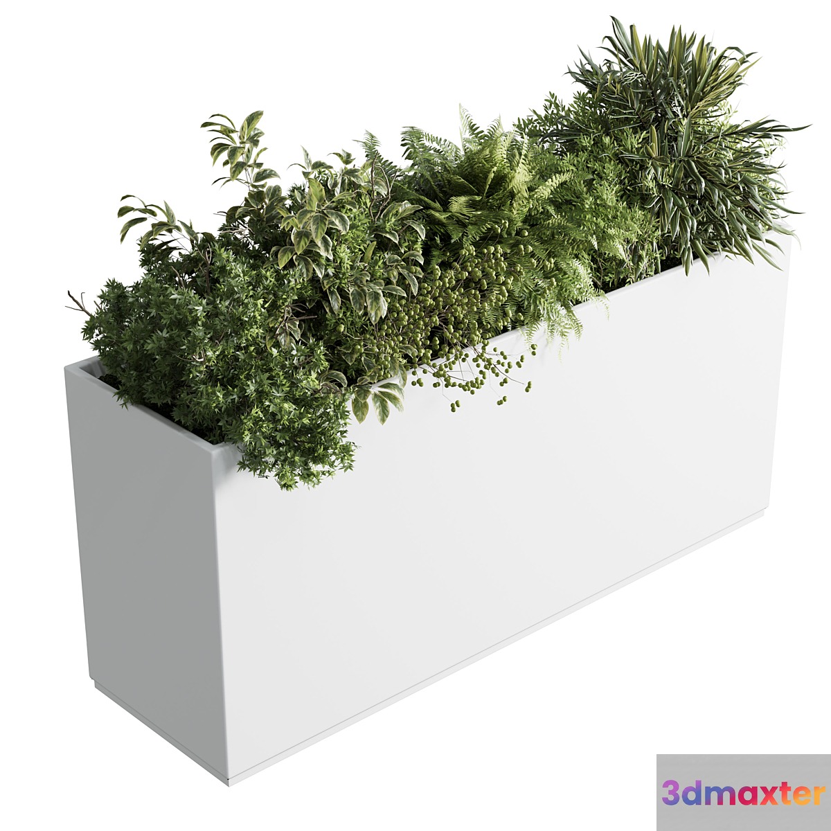 Office plant - plastic box plants on stand - set indoor plant 389 3D Max
