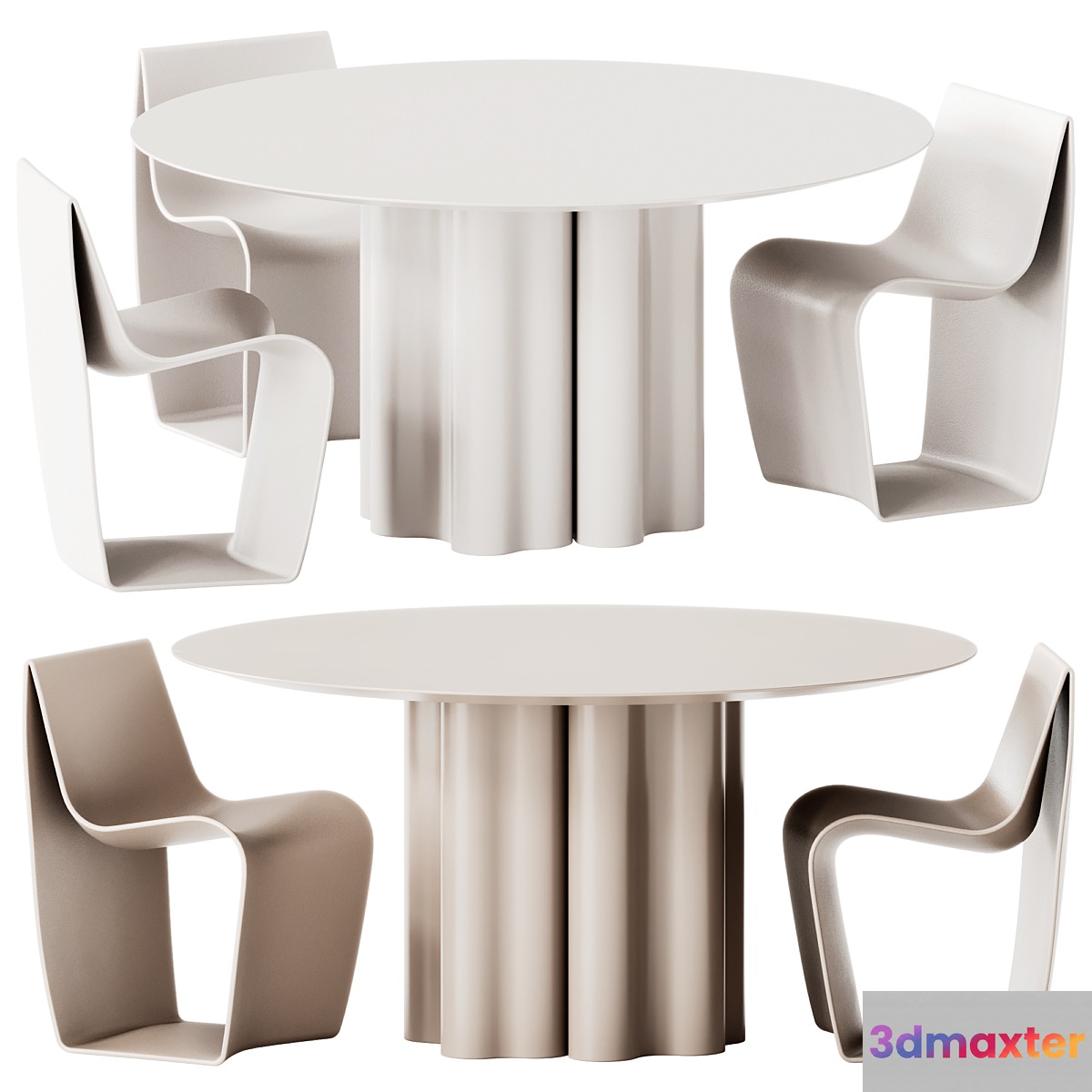 Saba Italia Teatro Magico Round Dining Table and MDF Italia Sign Matt Chair