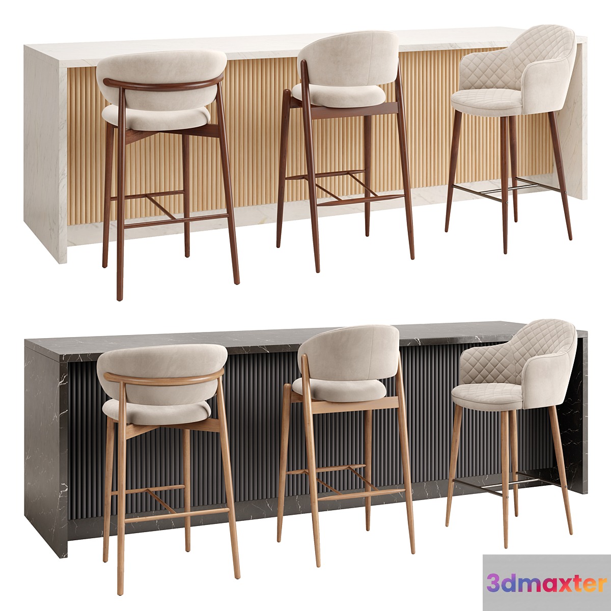 Oleandro  Family Look  Martin. Set of Bar Stool 3D Max
