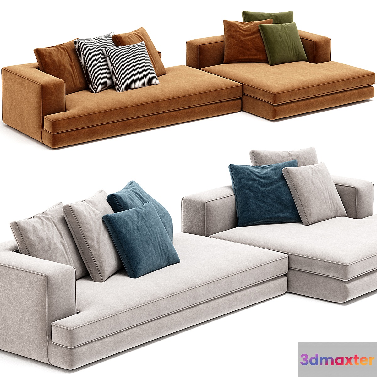 ARBITER Sofa with chaise longue By Maxalto 3D Max