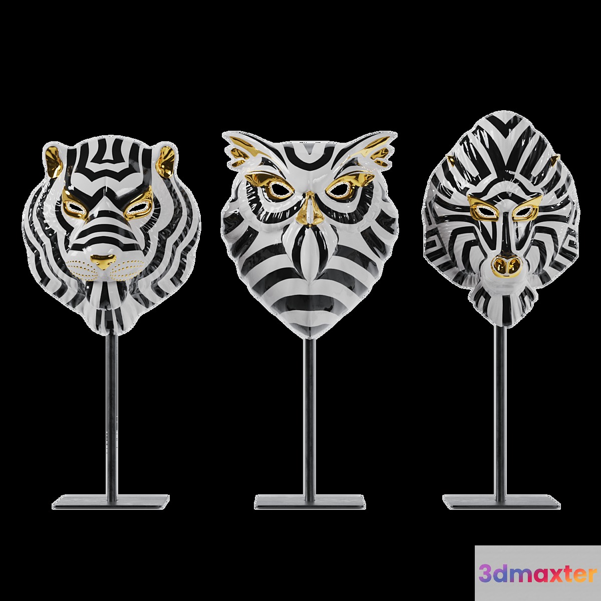 LLADRO SET ANIMAL MASK 3D Max