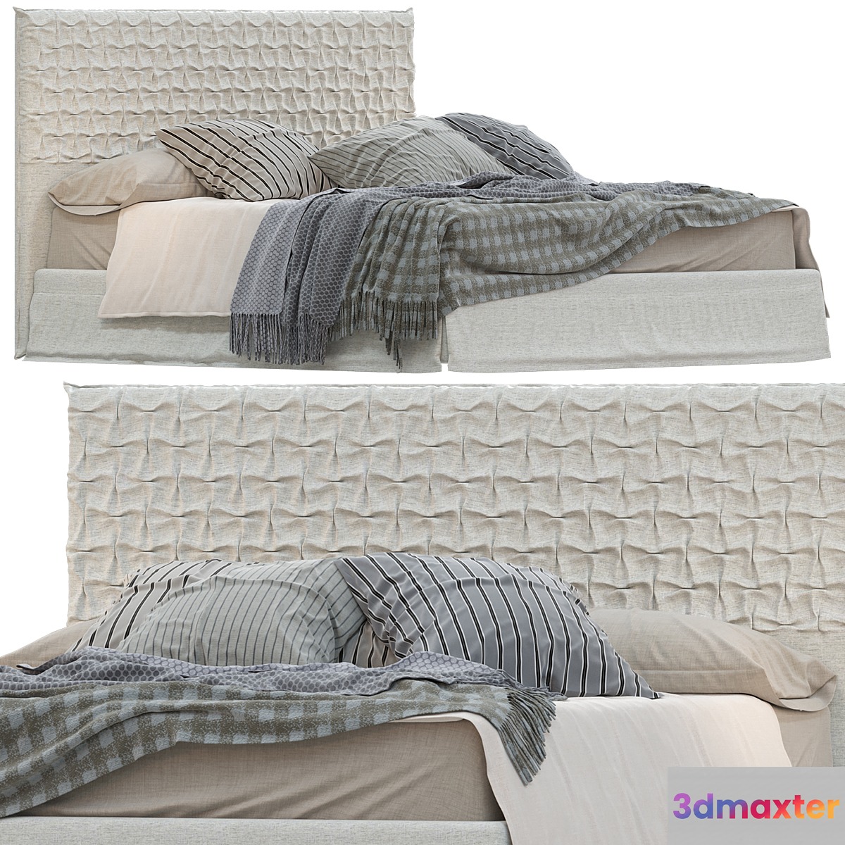 Bed from the factory Bolzan collection Clay headboard in the style of Sheen