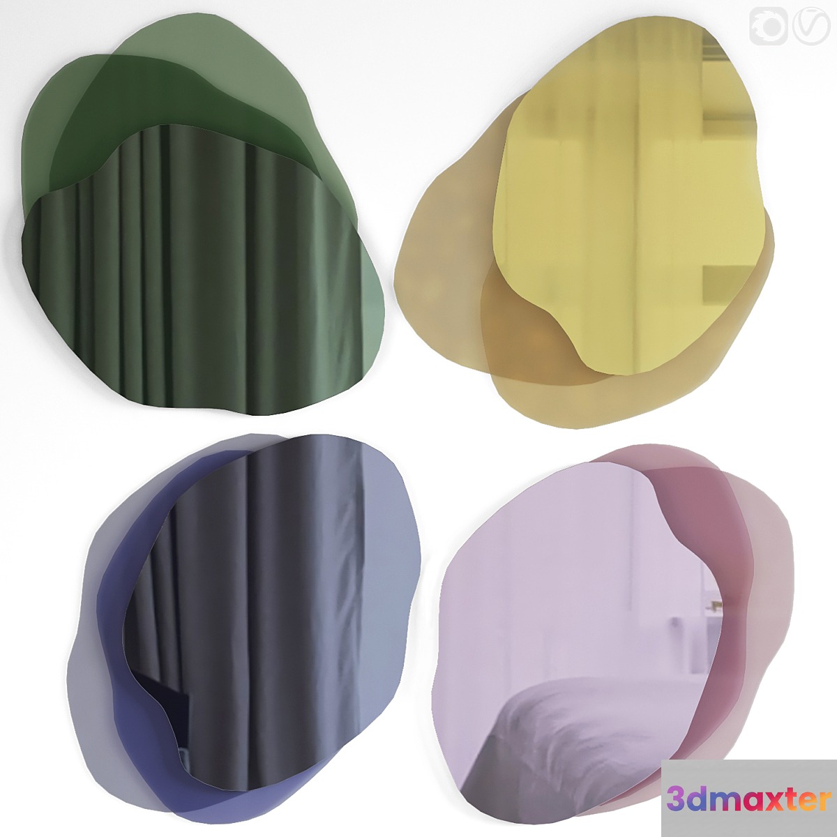 Mirrors_colorful_assimetrical_set_05 3D Max