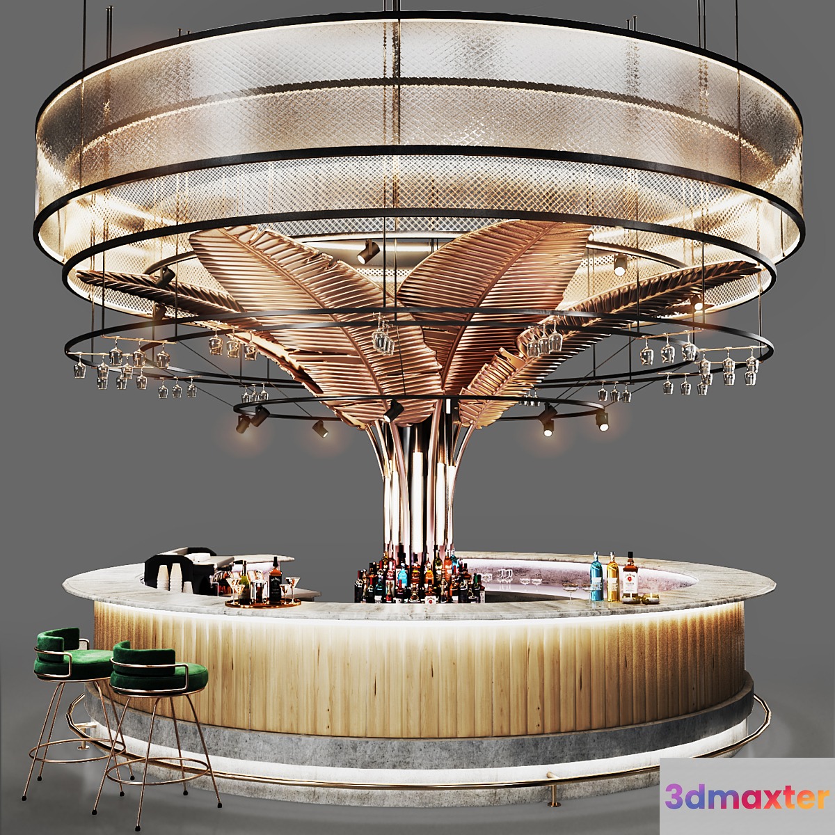 Cafe- Round Bar 3D Max
