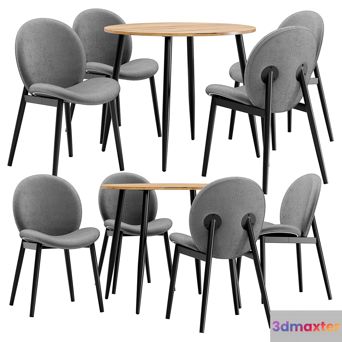 Dining chair Tiole and table Uranus 3D Max
