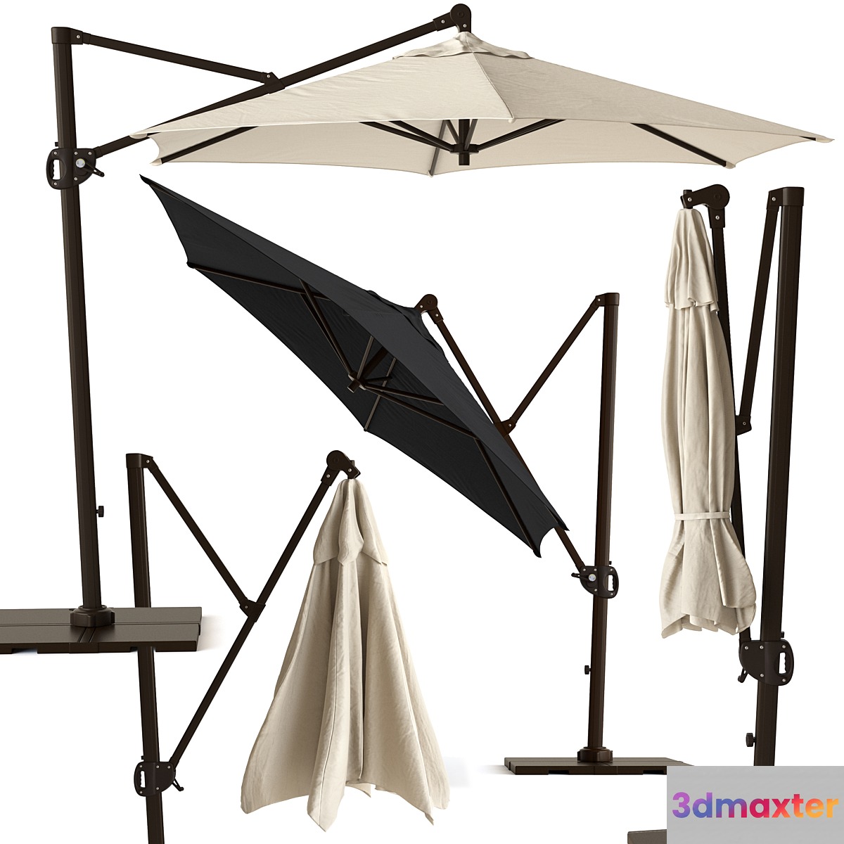 Round Cantilever Outdoor Patio Umbrella Pottery Barn 3D Max