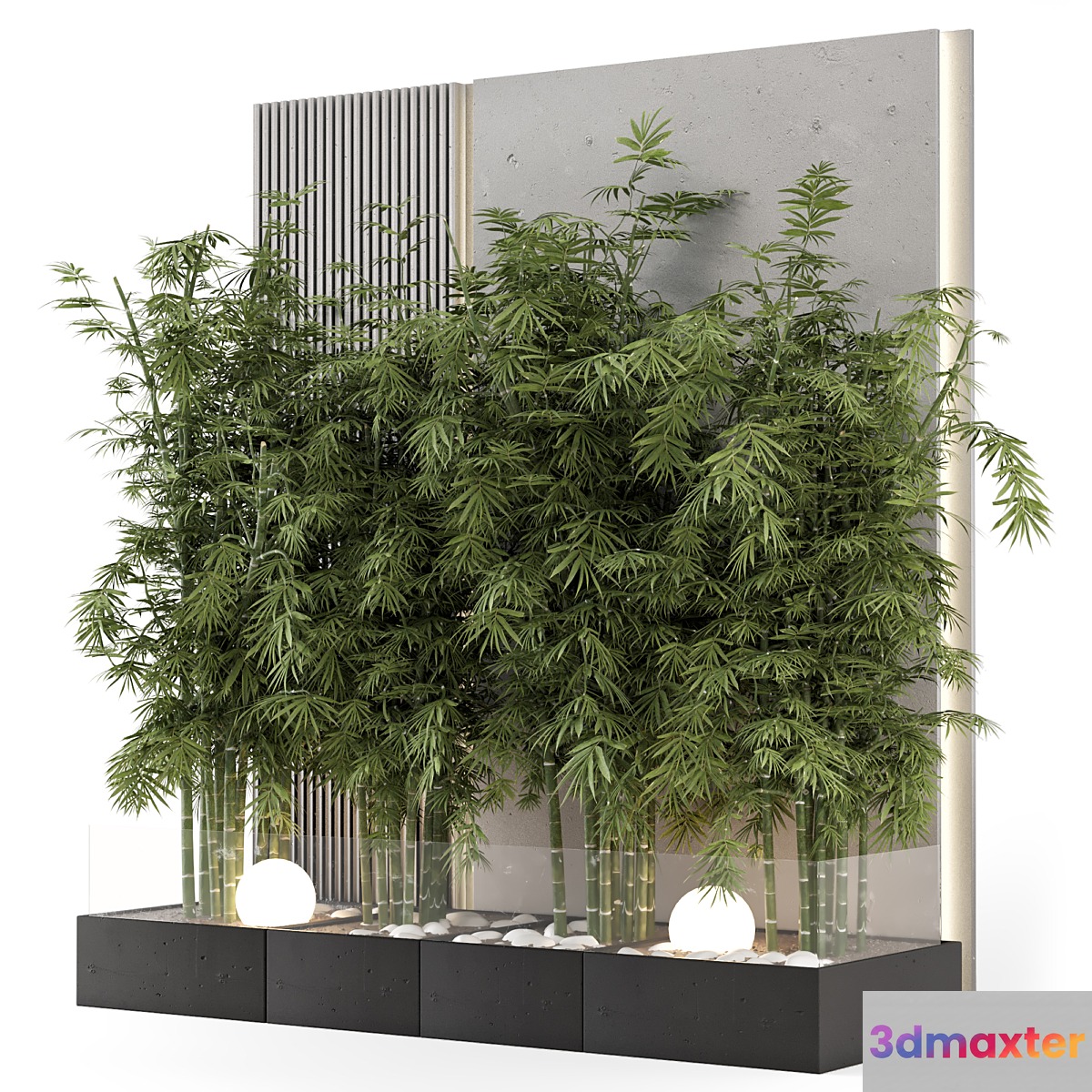 Indoor Wall Bamboo Garden in Concrete Base - Set 1529 3D Max